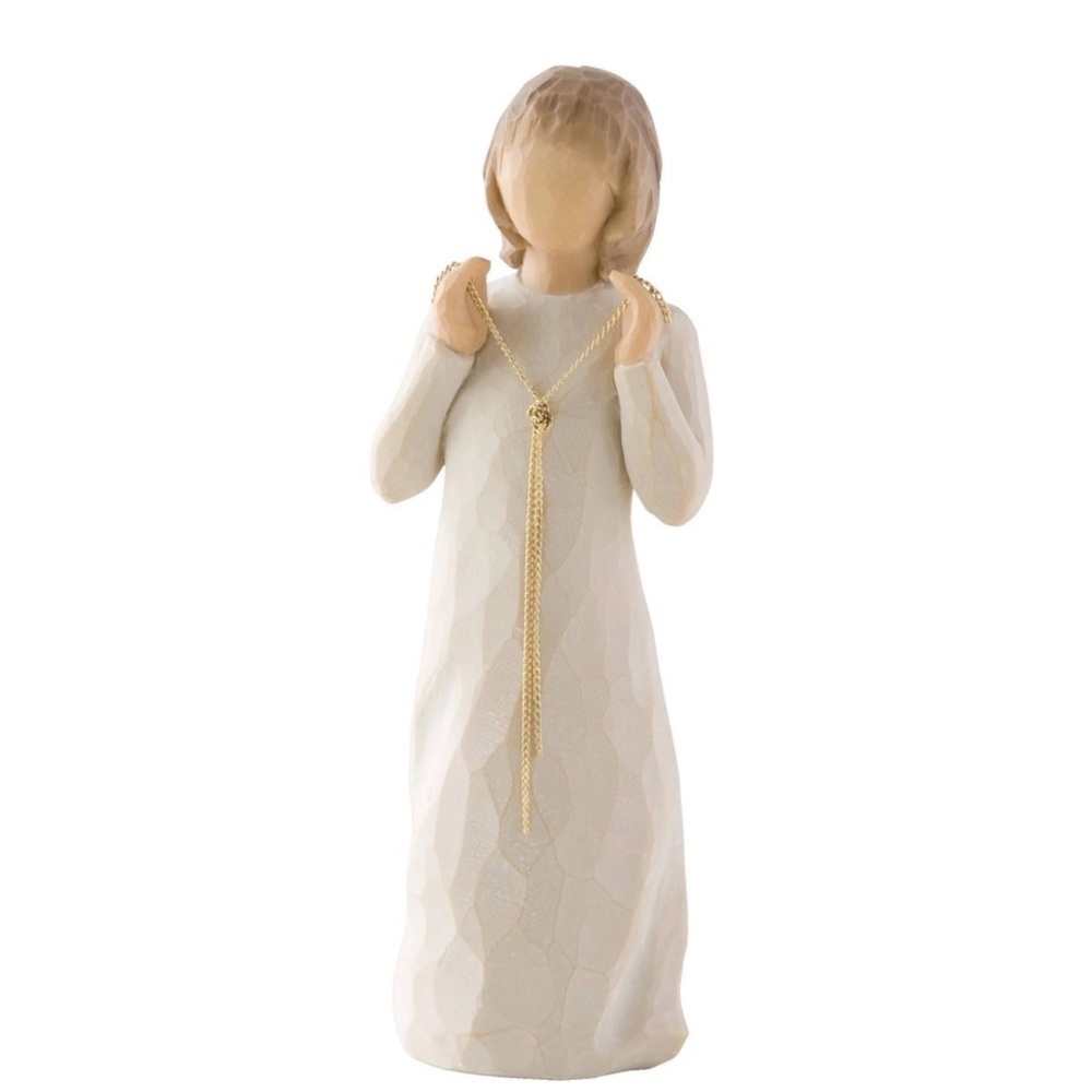 Willow Tree Truly Golden Figurine with Gold Necklace. New in box.